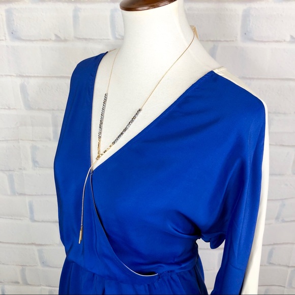 P A R K E R : Color Block Faux Wrap Mini Dress - Picture 3 of 8